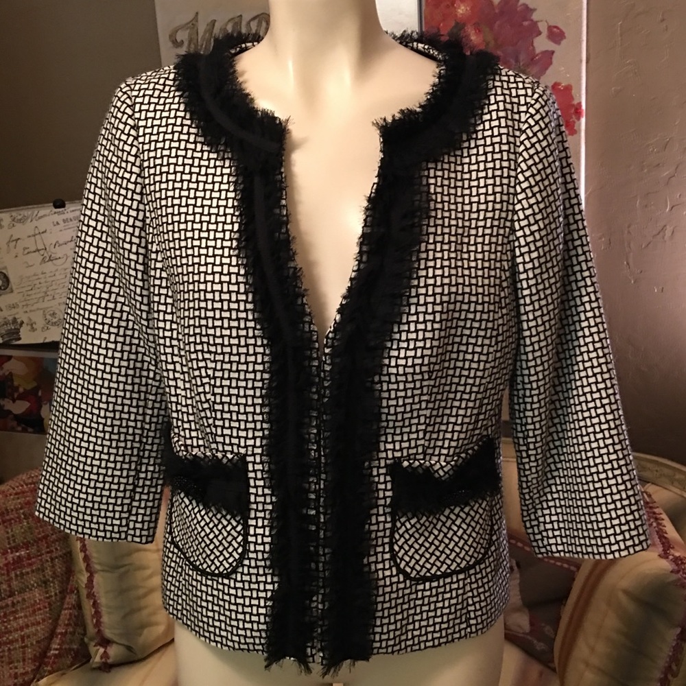 White House Black Market Tulle Trim Blazer 6